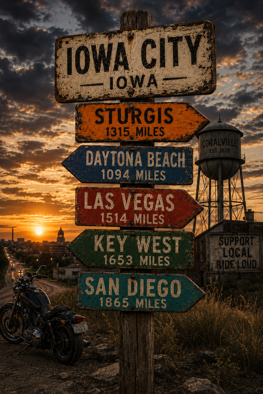 Customizable Canvas Print - Mile Marker Post with Water Tower